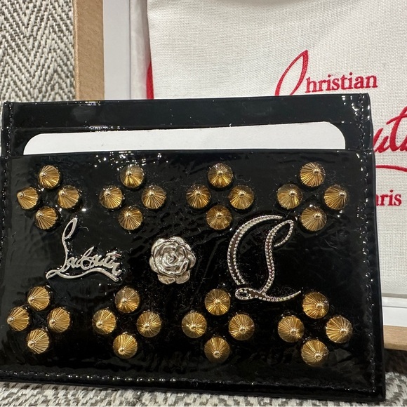 Christian Louboutin Handbags - Christian Louboutin Black and Gold Studded Card Holder NIB